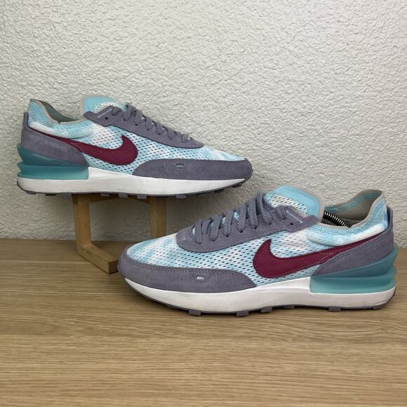 Nike Waffle One By You Mesh Clouds Sky Gray Red Swoosh Athletic Sneakers Sz 10 - Picture 5 of 9